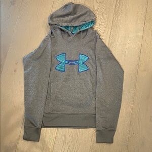Under Armour Gray Hoodie with Blue Emblem